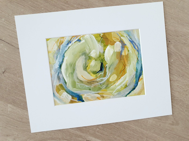 Groen Visioen - Origineel schilderij, acrylverf op papier, incl. wit passepartout