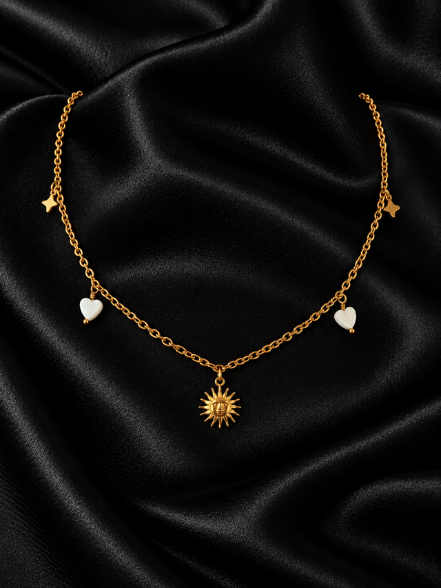 Collier Soleil Nacré Doré