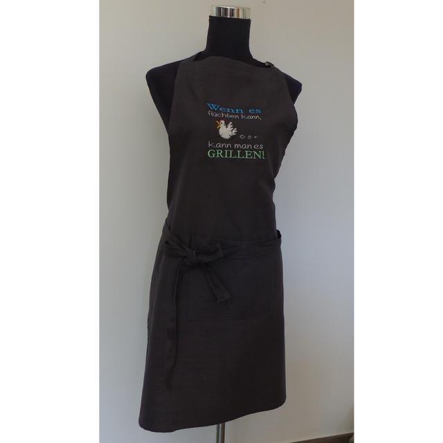Schürze anthrazit „Wenn es flüchten kann, kann man es grillen“