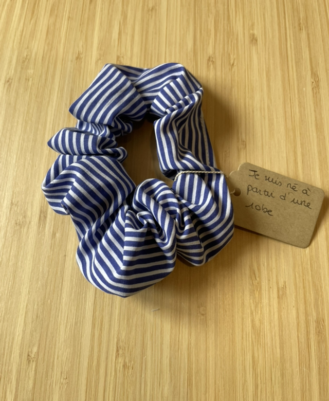 Chouchou Ève rayé bleu et blanc 