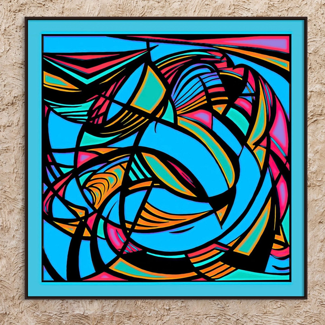 Abstract Colourful Contemporary Wall Art, Framed Canvas Unique Art, Statement Art,