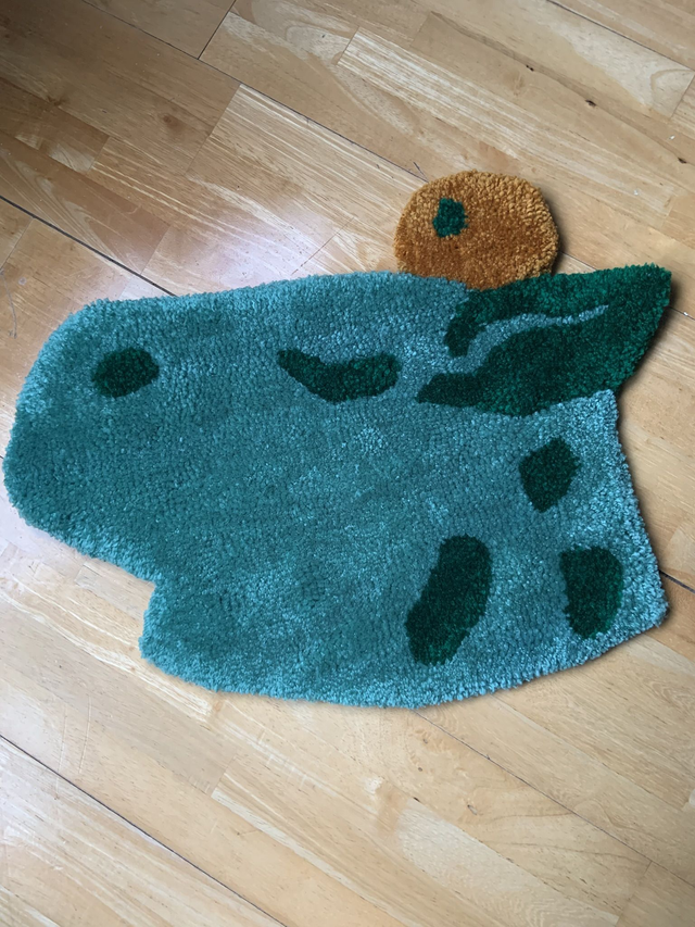 Green Capybara and Orange Wall Art