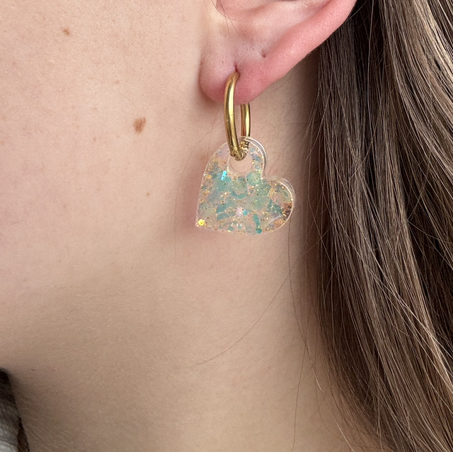 Pampilles interchangeables cœur transparent 