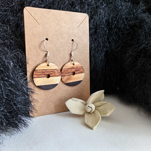 Boucles d'oreilles rondes quatre essences
