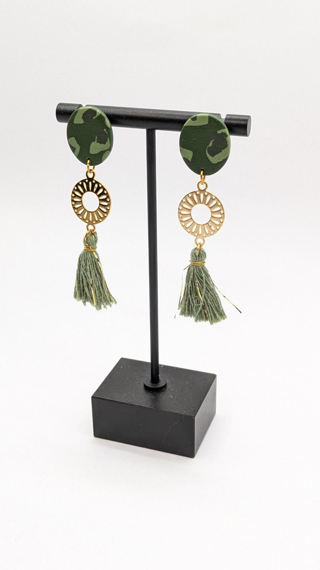 Boucles d'oreilles en pâte polymère - militaire