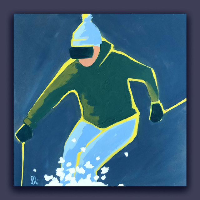 petit tableau skieur19 20X20