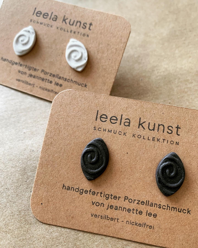 Eyes Porcelain Ear Studs Jewelry | 925 Sterling Silver/silver-plated | Ceramic Ear Studs, Black &amp; White, handcrafted, earrings