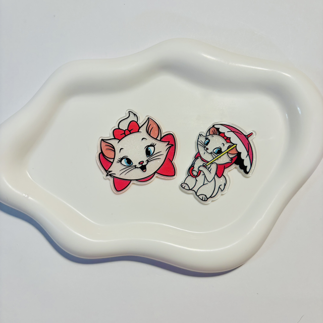 Set of 2 Marie Cat acrylic charms