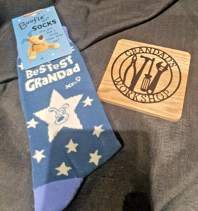 Beautiful Grandad Gift Set Sock's And Coaster.