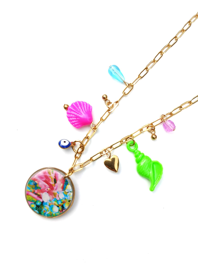 Collier à breloques en cannette recyclée - Marin