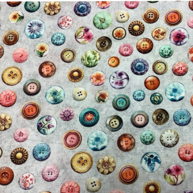 10 cm Patchworkstoff „Knopf an Knopf“
