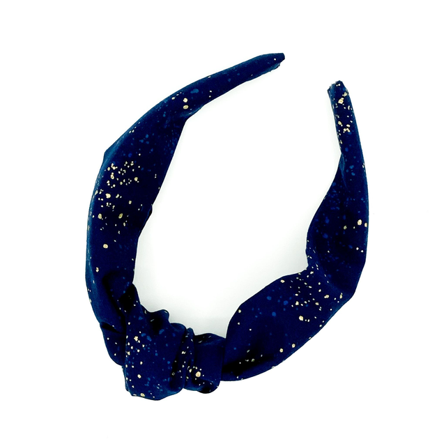 Top Knot Alice Band - Navy Metallic Gold Speckle