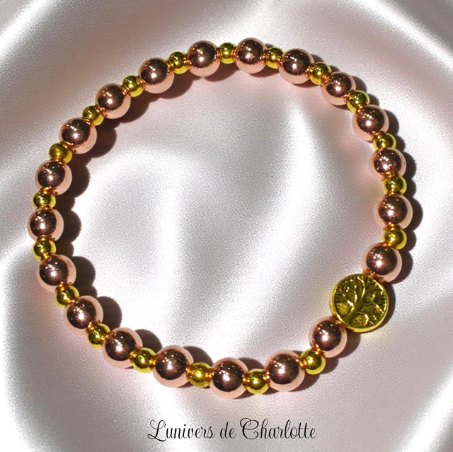 Bracelet "Hématite rose" - Perle 6 mm - REF70
