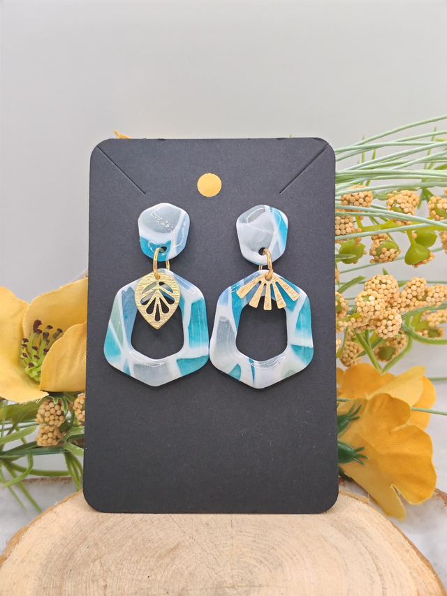 Hexago effet vitrail bleu