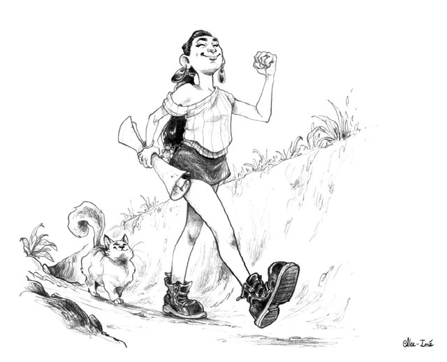 A4, deux personnages, noir et blanc - commande d&#039;illustration originale