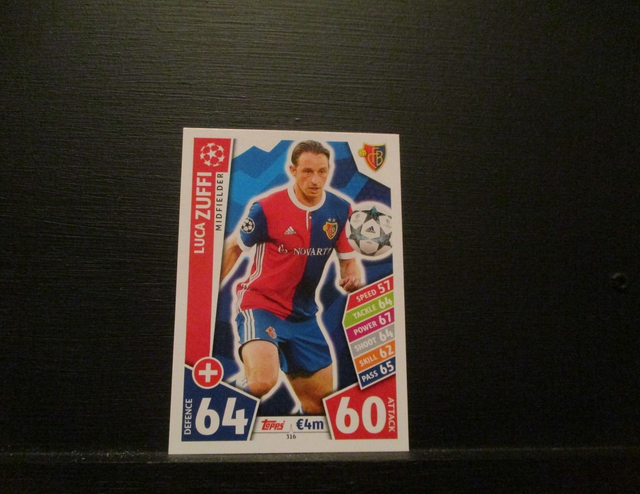 Luca Zuffi - UEFA Champions League Match Attax 2017/18 Original Trading Card #316