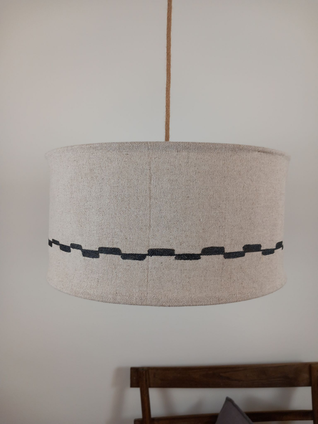 Abat-jour pour suspension en chanvre peint à la main , plafonnier diamètre 45 cm × 22 cm