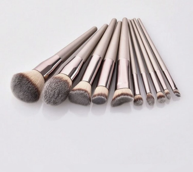 10 pièces/set Champagne Doré Prime Pinceaux KIT À Maquillage 