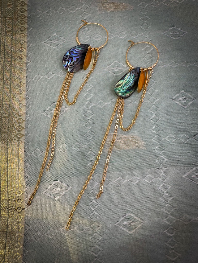 Boucles d&#039;oreilles longues, nacre