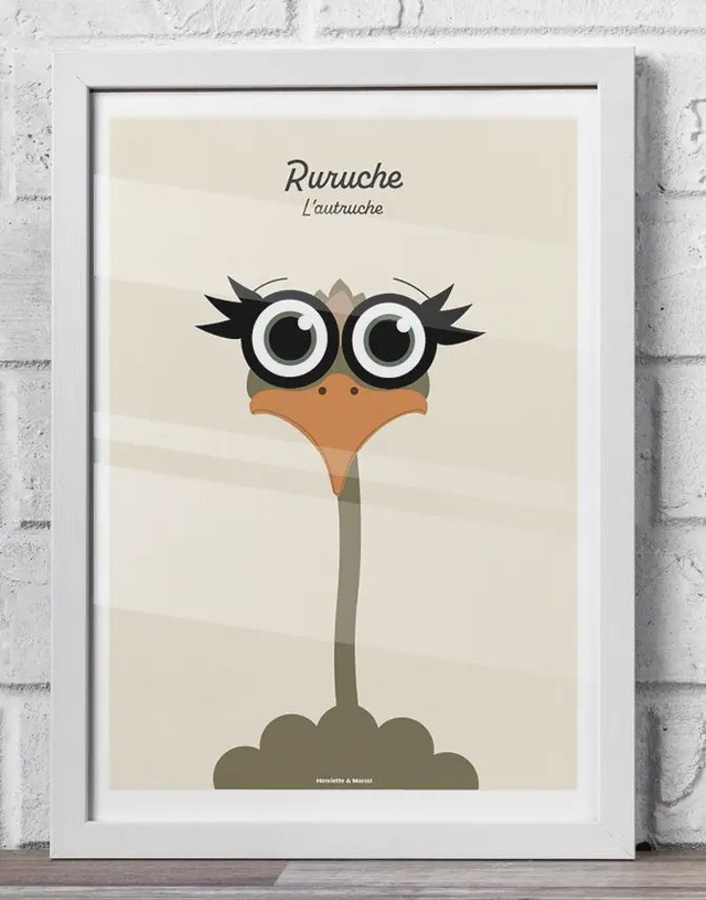 22 - Affiche enfant autruche