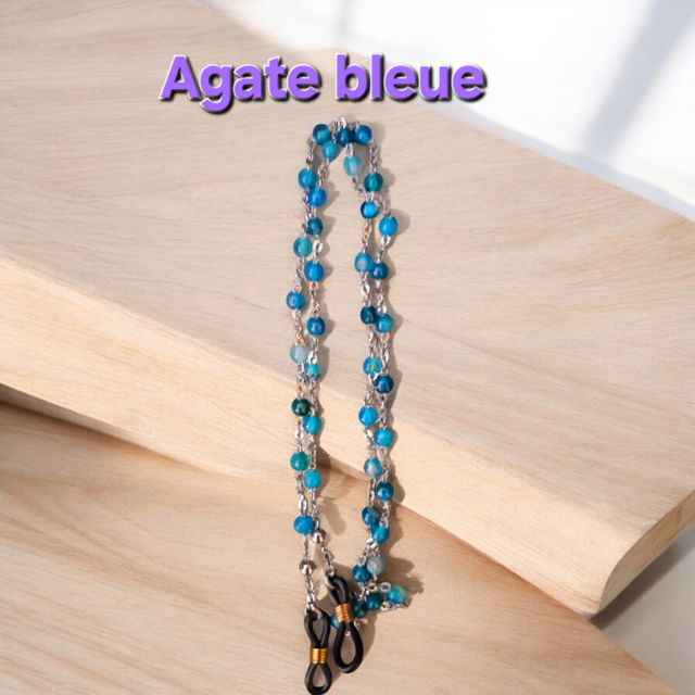 Chaîne de lunettes en acier inoxydable et pierres naturelles 