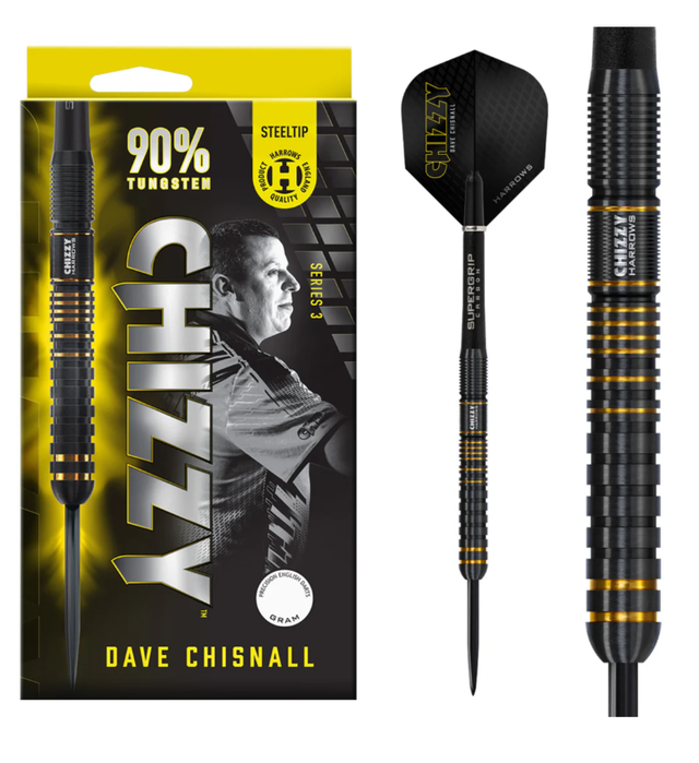 Dave Chisnall Chizzy Series 3 90% Tungsten Steel Tip Darts by Harrows 24g