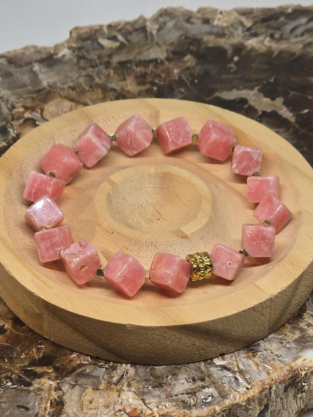 Bracelet Rhodochrosite carrée 1 cm