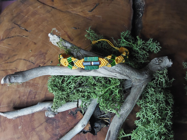 BRACELET MACRAME VERT/JAUNE