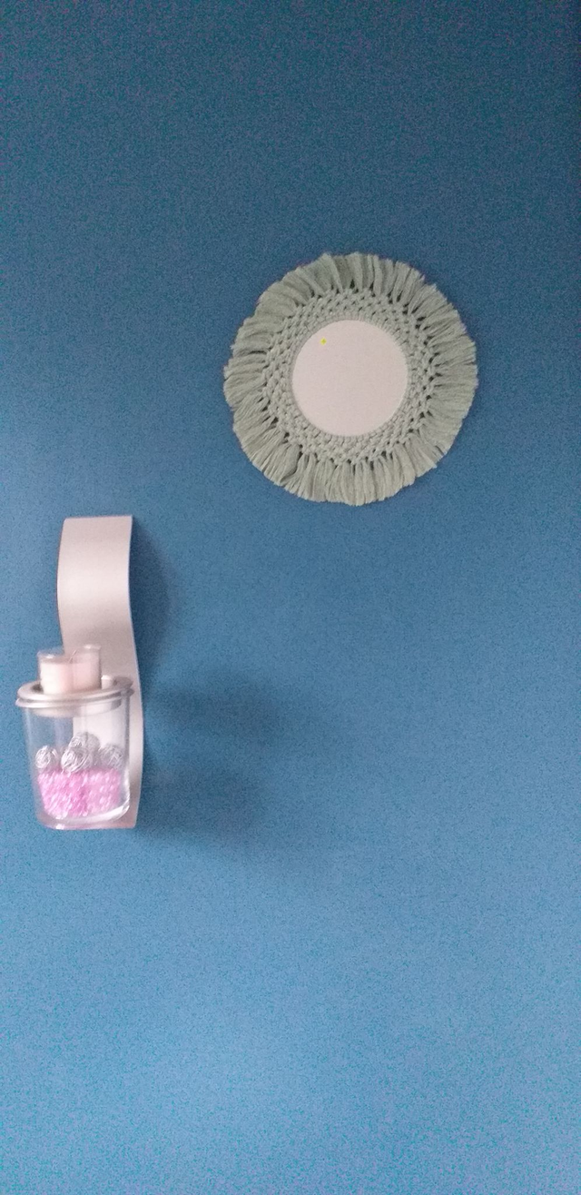 Macramé miroir 20 cm vert amande