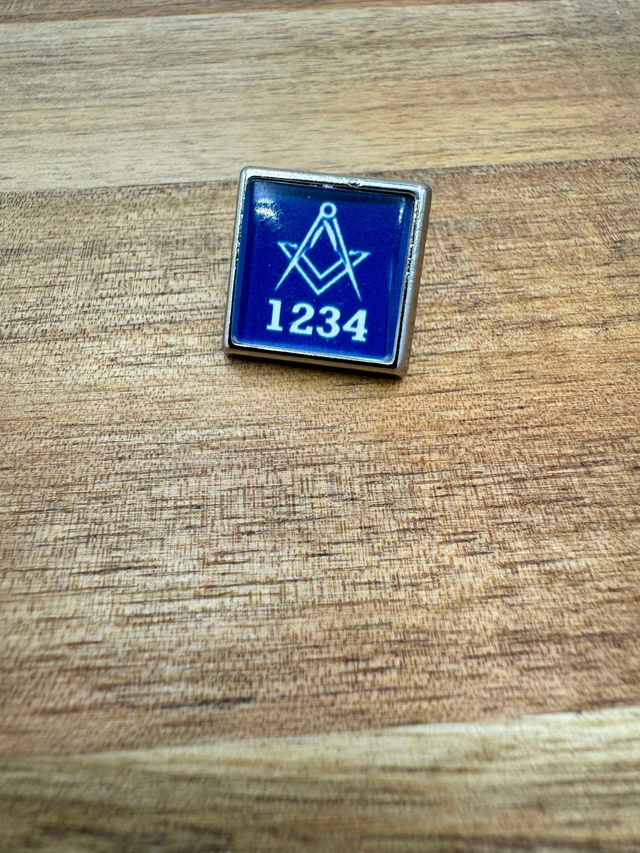 Custom Lodge Lapel Pin - Blue Square