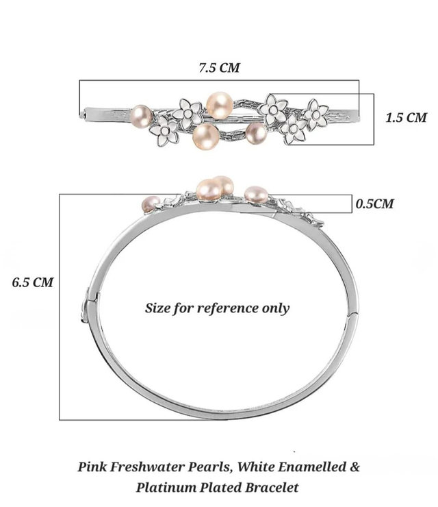 Natural Freshwater Pearls & Platinum Plated Bangle.