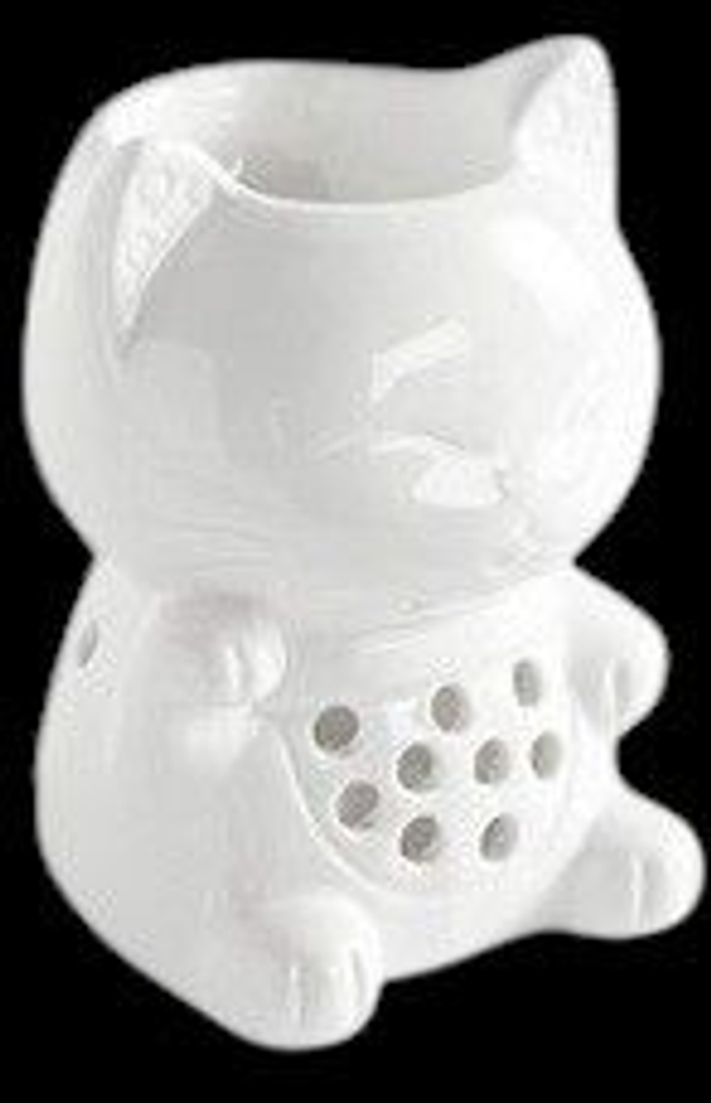 Brûle-parfum chat blanc en céramique
