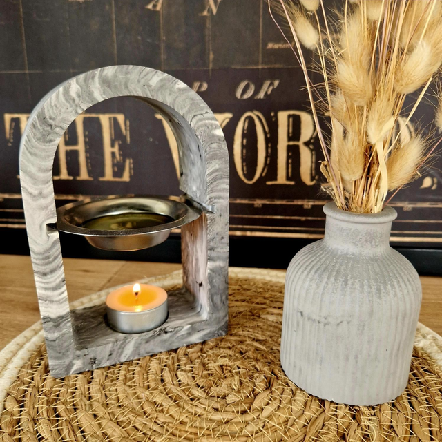 Brûle-parfum arche marbré gris