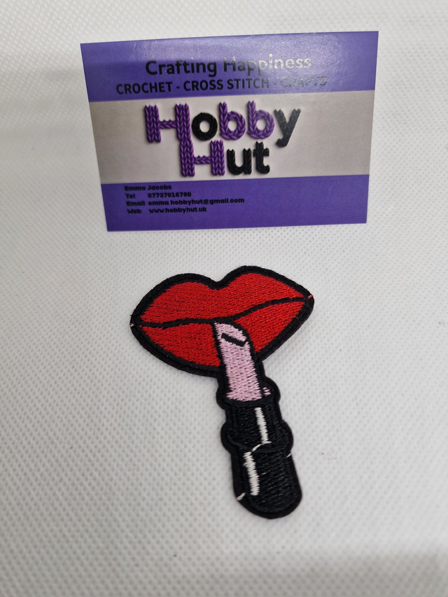 Embroidered Patch - Red lips &amp; Lipstick