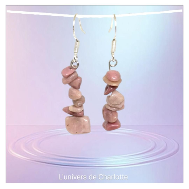 Boucles d&#039;oreilles &quot;Rhodonite&quot; BO-044