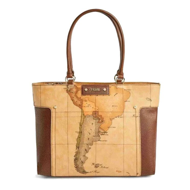 Borsa a spalla shopping bag Alviero Martini Prima Classe beige moro donna