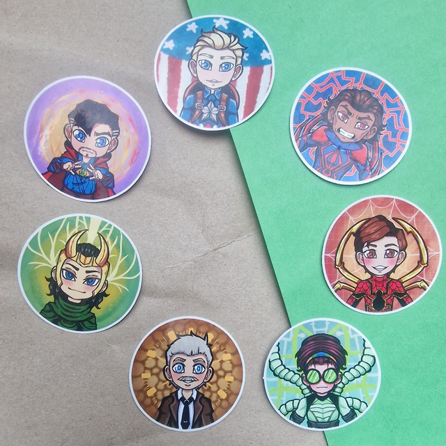 Super Heroes Round Vinyl Stickers