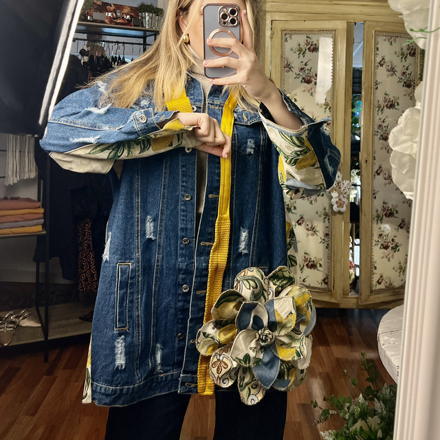 Denim lemon flower