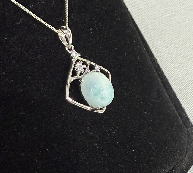 S925 larimar pendant and chain