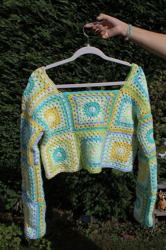 Off Shoulder Granny Square Jumper