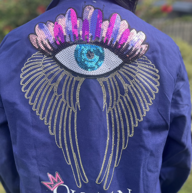 Bleu de travail customisé ailes d’ange 44/46 neuf