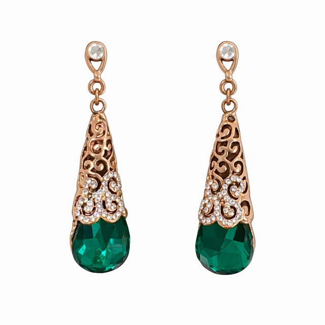 Pendientes lágrimas cristal esmeralda 