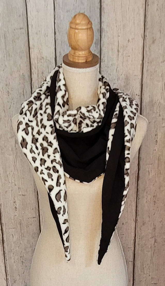 Echarpe / Chèche noir - léopard