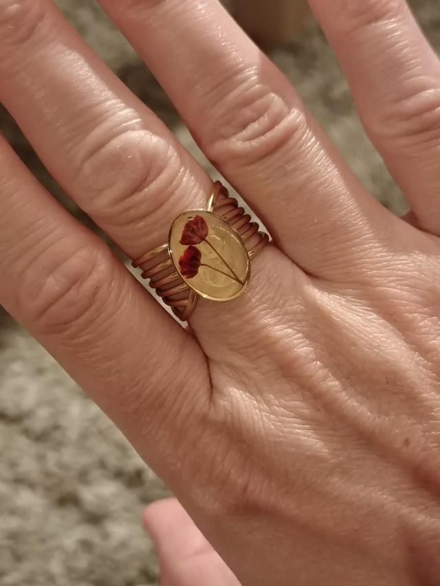 Bague Fleurs séchées Rouges