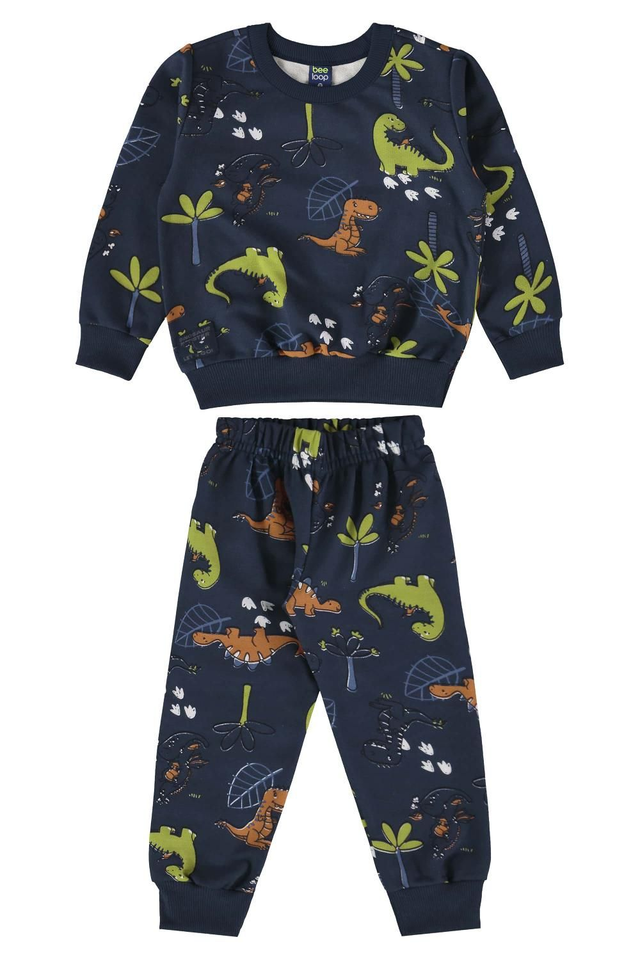 Conjunto Moletom menino Dinos Marinho 