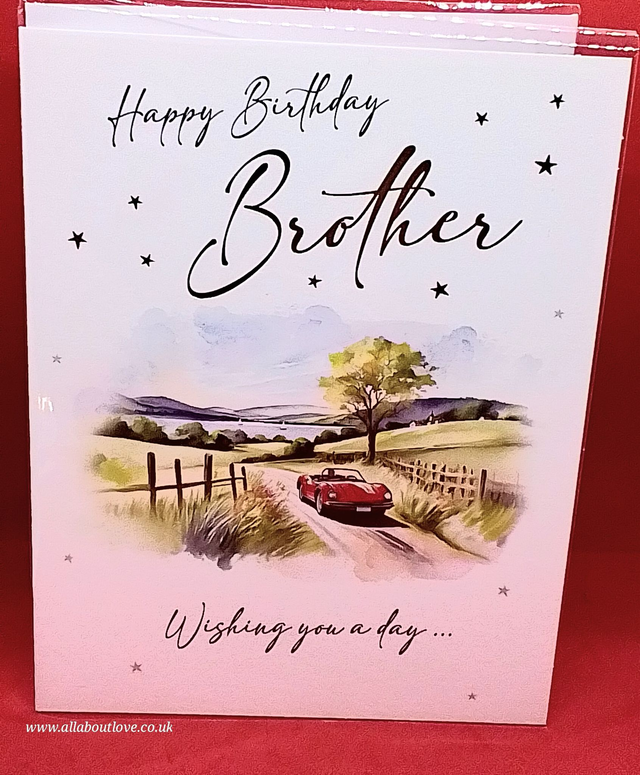 Brother Birthday Card Sports Car and Field Design 