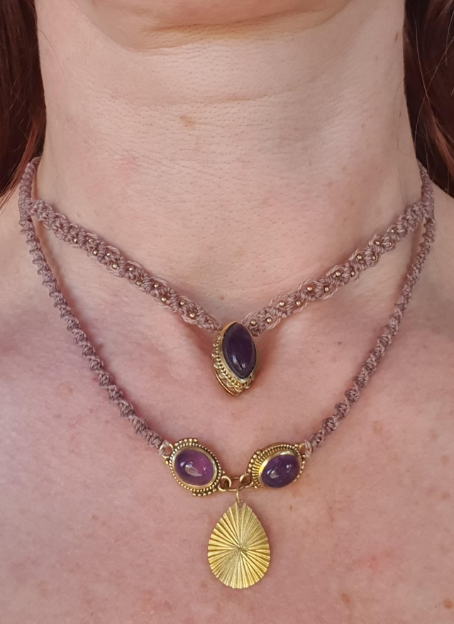 Joli collier double en amethyste 