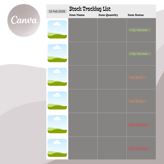 Stock Tracking List-Canva Template