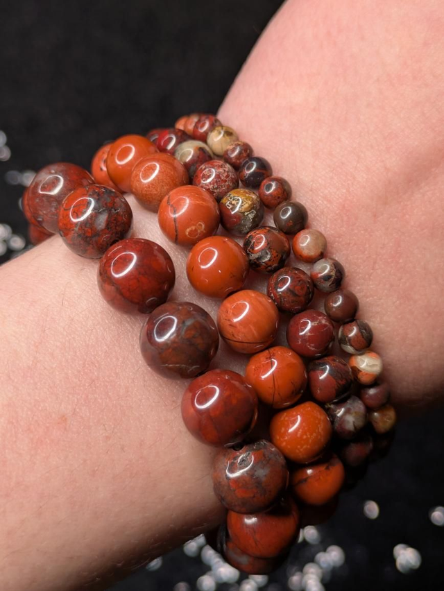 Bracelet jaspe rouge et breschia