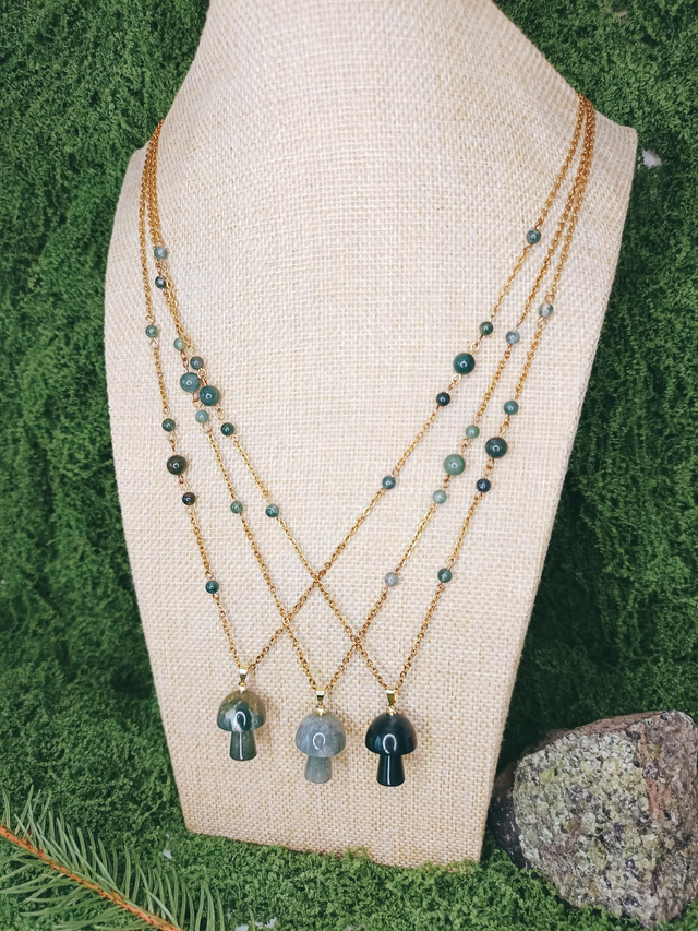 COLLIER - GARDIEN DES BRUMES (agate mousse)